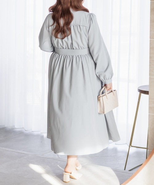 CLETTE(クレット)の「CLETTEオリジナルビスチェ風切替シャツワンピース(ワンピース・レディース・ホワイト系その他/ネイビー/ネイビー系/ブルー・3L/LL/4L)」の14枚目の写真