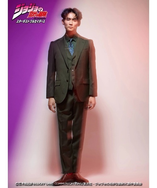 Perfect Suit FActory（パーフェクトスーツファクトリー）の「アニメ『ジョジョの奇妙な冒険 スターダストクルセイダース』セットアップパンツ【花京院典明】（スラックス・メンズ・グリーン・3L/LL/L/M/S/SS）」の3枚目の写真