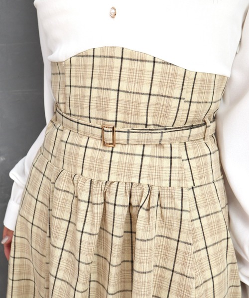 CECIL McBEE(セシルマクビー)の「シャツxチェックコルセットドッキングワンピース(ワンピース・レディース・ベージュ/モカ/ブラック・MEDIUM)」の10枚目の写真