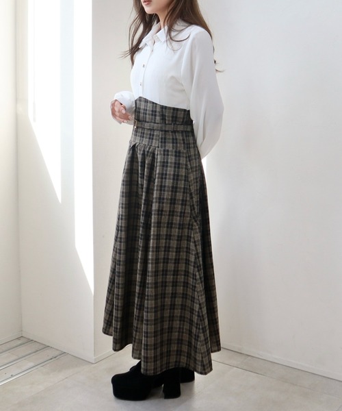 CECIL McBEE(セシルマクビー)の「シャツxチェックコルセットドッキングワンピース(ワンピース・レディース・ベージュ/モカ/ブラック・MEDIUM)」の16枚目の写真