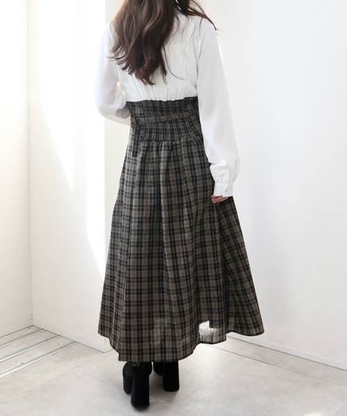 CECIL McBEE(セシルマクビー)の「シャツxチェックコルセットドッキングワンピース(ワンピース・レディース・ベージュ/モカ/ブラック・MEDIUM)」の17枚目の写真