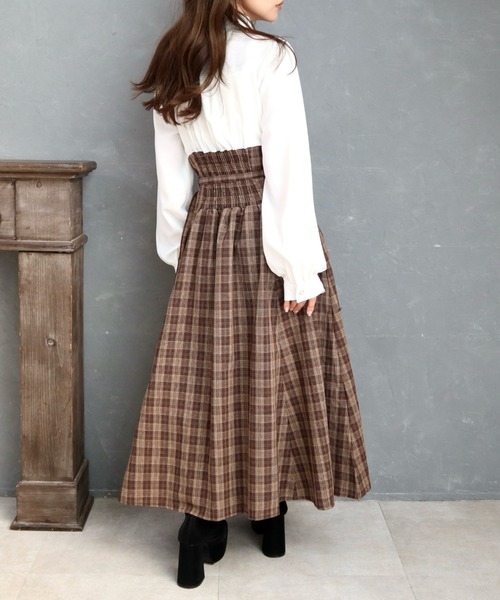 CECIL McBEE(セシルマクビー)の「シャツxチェックコルセットドッキングワンピース(ワンピース・レディース・ベージュ/モカ/ブラック・MEDIUM)」の21枚目の写真