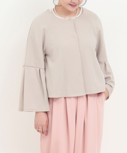 NOLLEY’S（ノーリーズ）の「カットジョーゼットノーカラーブルゾン（ブルゾン・レディース・ベージュ/ブラック・38）」の4枚目の写真