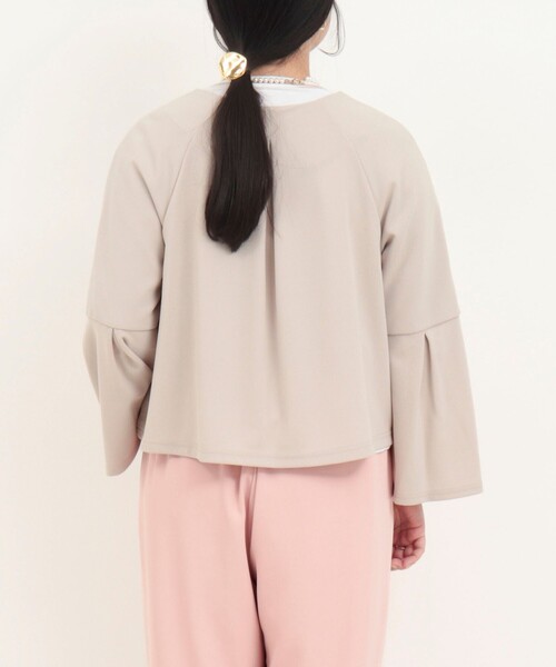 NOLLEY’S（ノーリーズ）の「カットジョーゼットノーカラーブルゾン（ブルゾン・レディース・ベージュ/ブラック・38）」の8枚目の写真