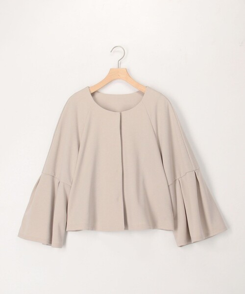 NOLLEY’S（ノーリーズ）の「カットジョーゼットノーカラーブルゾン（ブルゾン・レディース・ベージュ/ブラック・38）」の15枚目の写真