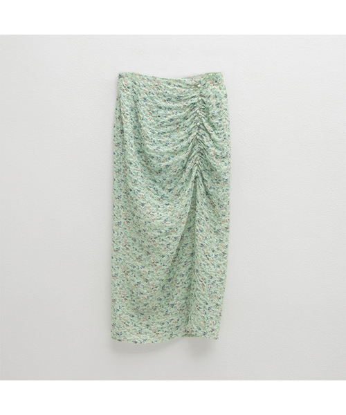 SMILE SHIRRING PRINT SKIRT(SK-4915)