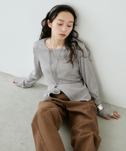 Aunt Marie's(アントマリーズ)の「アシンメトリーリブカーディガン(カーディガン/ボレロ・レディース・ネイビー/イエロー/グレー/アイボリー・FREE)」の18枚目の写真