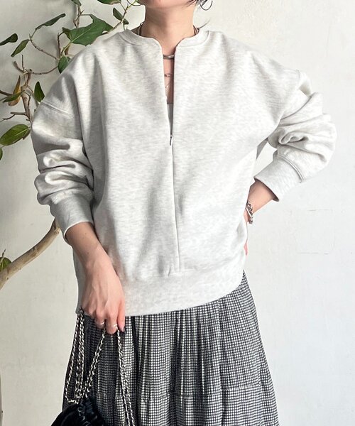 un dix cors（アンディコール）の「ハーフジッププルオーバー（Tシャツ/カットソー・レディース・ネイビー/ライトベージュ・FREE）」の3枚目の写真