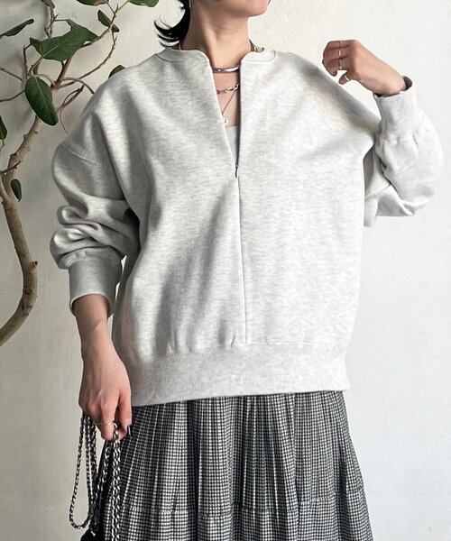 un dix cors（アンディコール）の「ハーフジッププルオーバー（Tシャツ/カットソー・レディース・ネイビー/ライトベージュ・FREE）」の7枚目の写真