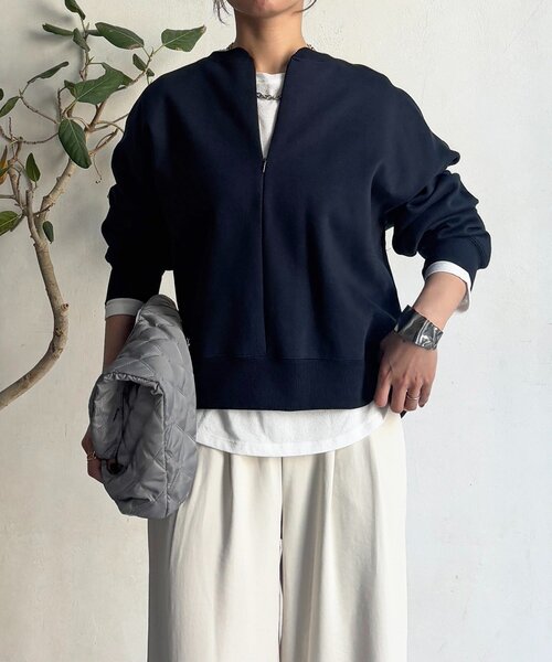 un dix cors（アンディコール）の「ハーフジッププルオーバー（Tシャツ/カットソー・レディース・ネイビー/ライトベージュ・FREE）」の19枚目の写真