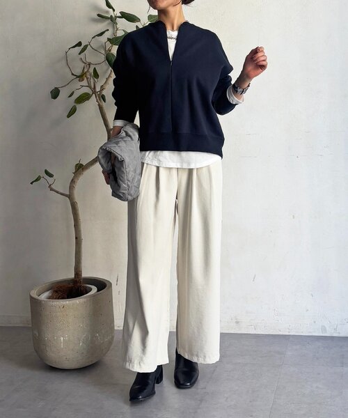 un dix cors（アンディコール）の「ハーフジッププルオーバー（Tシャツ/カットソー・レディース・ネイビー/ライトベージュ・FREE）」の21枚目の写真