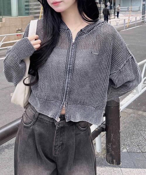 INGNI(イング)の「メッシュニットパーカー(パーカー・レディース・ネイビー/ブラック/オフホワイト・M)」の12枚目の写真