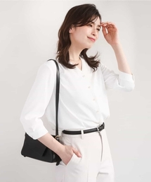 OFUON le MK | サテンジョーゼットVネックブラウス/接触冷感/UVカット/洗える/WEB限定サイズあり(シャツ/ブラウス)