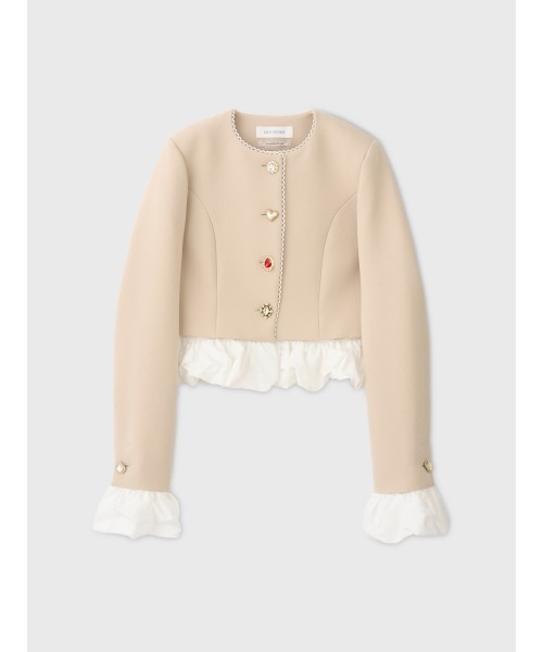 EIMY ISTOIRE（エイミーイストワール）の「HEART JACKET（ノーカラージャケット・レディース・ブラック/ライトベージュ/オフホワイト/ベージュ・F）」の3枚目の写真