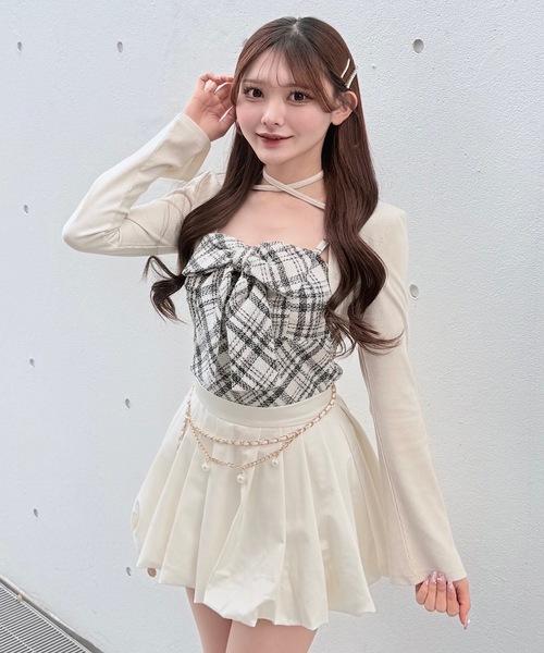 NOMAE（ノーマエ）の「ツィードリボンキャミボレロアンサンブル（Tシャツ/カットソー・レディース・アイボリー系/ブラック系その他/ブルー系その他・FREE）」の2枚目の写真