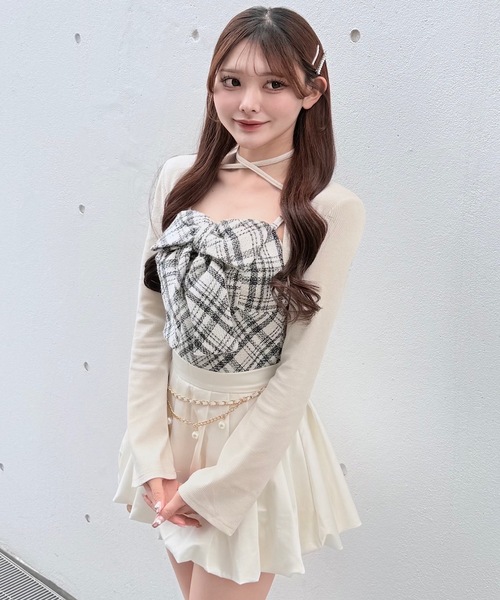 NOMAE（ノーマエ）の「ツィードリボンキャミボレロアンサンブル（Tシャツ/カットソー・レディース・アイボリー系/ブラック系その他/ブルー系その他・FREE）」の15枚目の写真