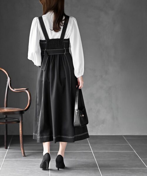 rps（アールピーエス）の「シフォンプリーツ切替ジャンスカ（ジャンパースカート・レディース・ネイビー/ブラック/ブルー・フリー）」の6枚目の写真