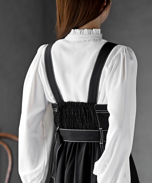 rps（アールピーエス）の「シフォンプリーツ切替ジャンスカ（ジャンパースカート・レディース・ネイビー/ブラック/ブルー・フリー）」の10枚目の写真