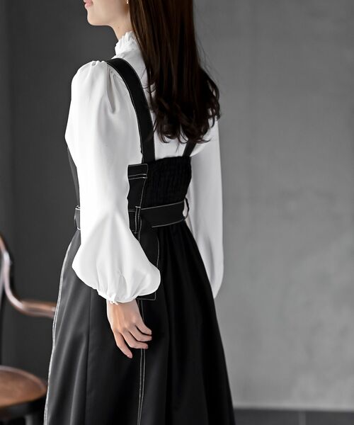 rps（アールピーエス）の「シフォンプリーツ切替ジャンスカ（ジャンパースカート・レディース・ネイビー/ブラック/ブルー・フリー）」の11枚目の写真