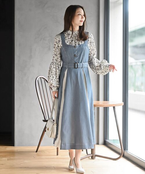 rps（アールピーエス）の「シフォンプリーツ切替ジャンスカ（ジャンパースカート・レディース・ネイビー/ブラック/ブルー・フリー）」の12枚目の写真