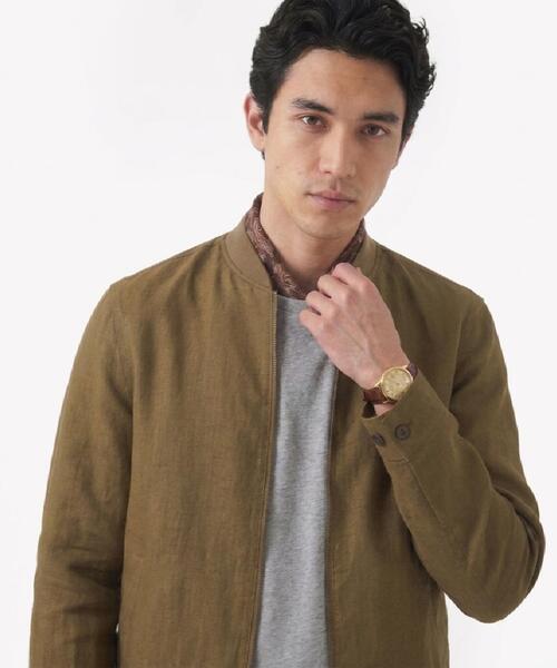 TAKEO KIKUCHI(タケオキクチ)の「リネンライクカルゼ リブブルゾン(ブルゾン・メンズ・ブラウン系その他/ブラック・04/03/02)」の6枚目の写真