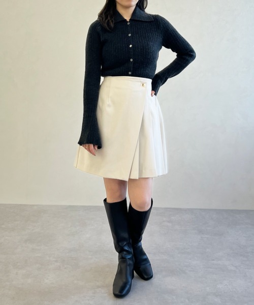 MISCH MASCH(ミッシュマッシュ)の「一部店舗限定 襟付きフレアスリーブリブニット(ニット/セーター・レディース・チャコールグレー/ホワイト・フリ-)」の12枚目の写真