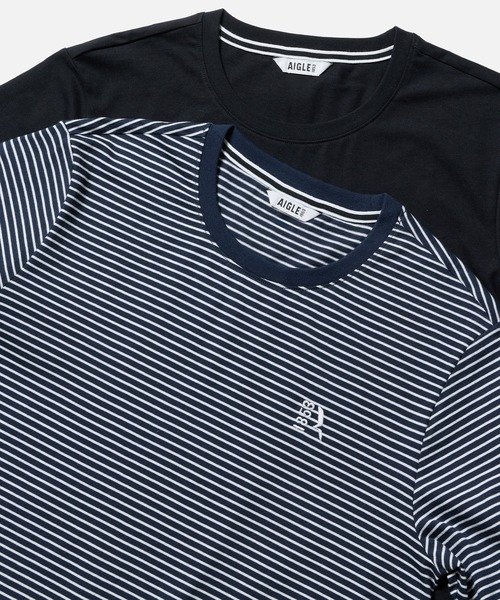 AIGLE（エーグル）の「2枚セット ワンポイントロゴ刺繍 2パック半袖Tシャツ（Tシャツ/カットソー・レディース・ブラック×ホワイト/ブラック系その他・FREE）」の4枚目の写真