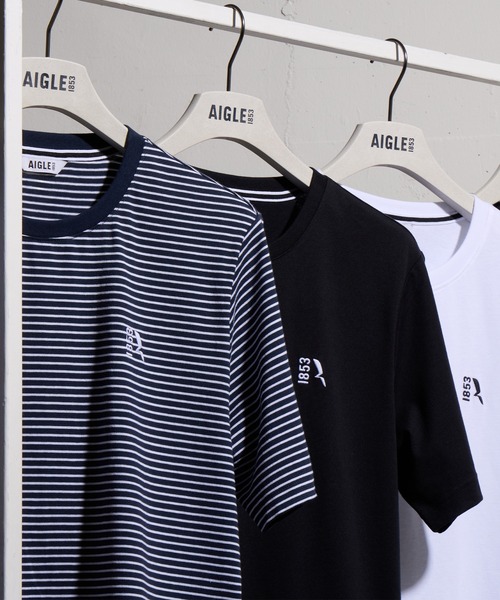 AIGLE（エーグル）の「2枚セット ワンポイントロゴ刺繍 2パック半袖Tシャツ（Tシャツ/カットソー・レディース・ブラック×ホワイト/ブラック系その他・FREE）」の3枚目の写真