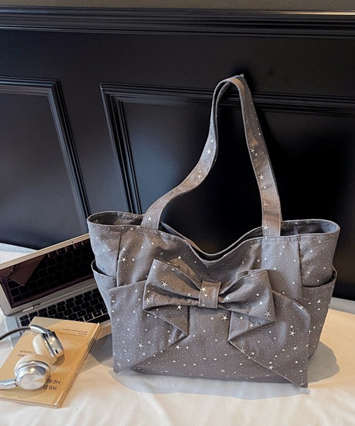 NANEA（ナネア）の「星柄ビッグリボントートバッグ（ショルダーバッグ・レディース・グレー/ブラック/レッド/ピンク・フリー）」の11枚目の写真
