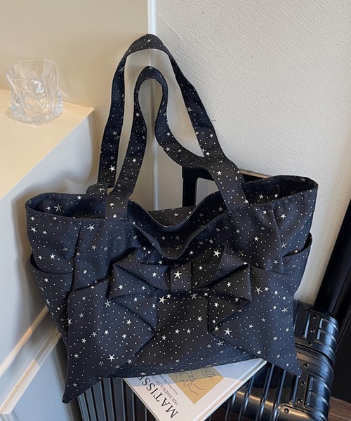 NANEA（ナネア）の「星柄ビッグリボントートバッグ（ショルダーバッグ・レディース・グレー/ブラック/レッド/ピンク・フリー）」の14枚目の写真