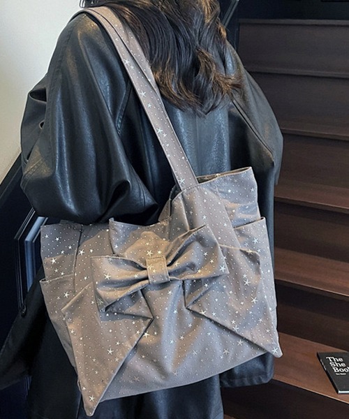 NANEA（ナネア）の「星柄ビッグリボントートバッグ（ショルダーバッグ・レディース・グレー/ブラック/レッド/ピンク・フリー）」の17枚目の写真