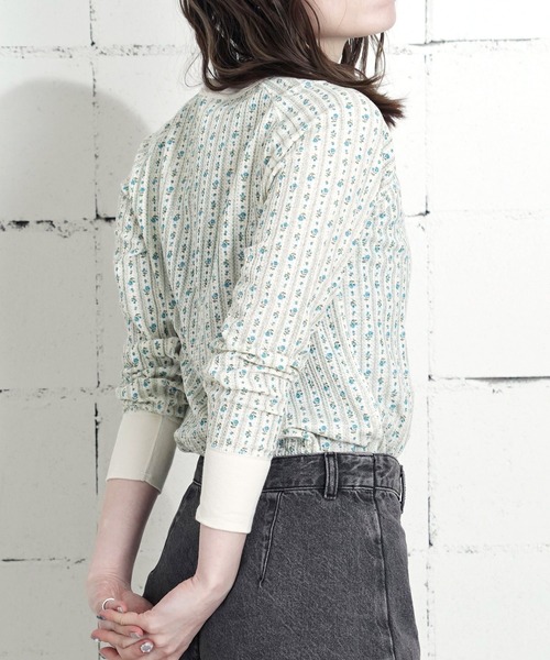 JEMORGAN(ジェーイーモーガン)の「"04"≪JEMORGAN≫パックT ワッフル 花柄 長袖Tシャツ(Tシャツ/カットソー・レディース・アイボリー系1/ブルー系2/ブルー系1/ピンク系1/グレー系2/アイボリー系2/ホワイト系2/ホワイト系1/ライラック系1/グレー系1/ブラック系1・FREE)」の8枚目の写真