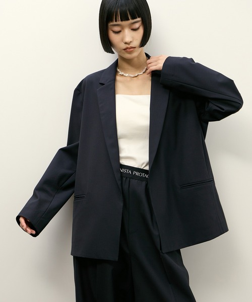 PROTAGONISTA(プロタゴニスタ)の「【PROTAGONISTA for ADAM ET ROPE'】別注 2wayストレッチ Washable JK(テーラードジャケット・レディース・グレー/ネイビー・FREE)」の1枚目の写真