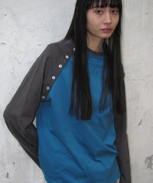 PARTIMENTO WOMEN | PWC ボタンアップポケットレグランTシャツ_ティール(Tシャツ/カットソー)