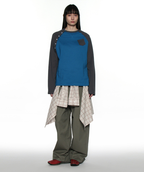 PARTIMENTO WOMEN(パルティメントウィメン)の「PWC ボタンアップポケットレグランTシャツ_ティール(Tシャツ/カットソー・レディース・その他・OS)」の5枚目の写真