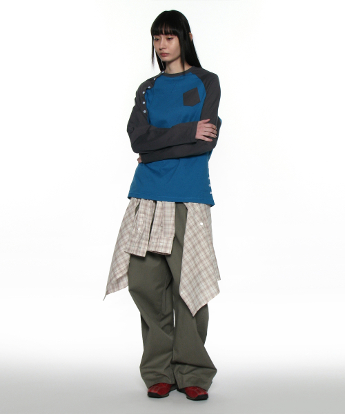 PARTIMENTO WOMEN(パルティメントウィメン)の「PWC ボタンアップポケットレグランTシャツ_ティール(Tシャツ/カットソー・レディース・その他・OS)」の6枚目の写真