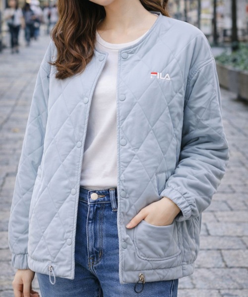 FILA(フィラ)の「FILA UVリバーシブルノーカラーアウター(ノーカラージャケット・レディース・グリーン系その他/ブルー系その他/ブラック系その他/ネイビー系/グレー系その他・MEDIUM/LARGE/LL/3L/SMALL)」の4枚目の写真