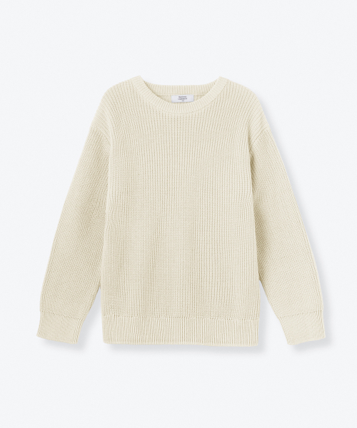 MUSINSA STANDARD KIDS（ムシンサスタンダードキッズ）の「コットンリブクルーネックニット[クリーム]（ニット/セーター・レディース・その他・110/120/130/140/150/160）」の2枚目の写真