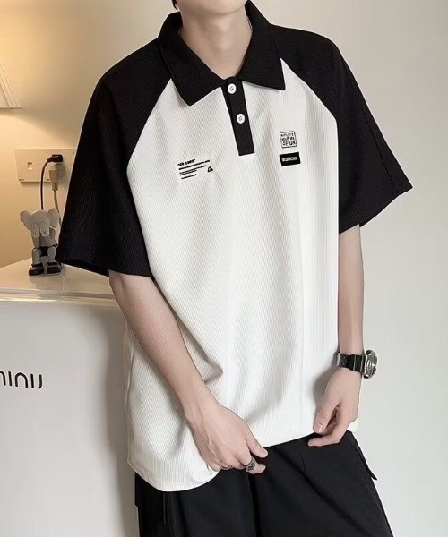 SHEPP(シープ)の「ワッペン付きラグランポロシャツ(シャツ/ブラウス・メンズ・ブルー/ブラック・M)」の13枚目の写真