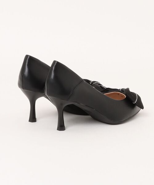 VIBGYOR（ヴィブジョー）の「【DUSTO】リボンヒールパンプス(MA)（パンプス・レディース・ベージュ/ブラック・24/23.5/22/23）」の3枚目の写真