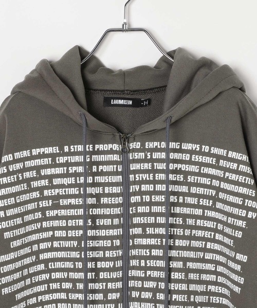 LAND MUSEUM（ランドミュージアム）の「LAND MUSEUM／フードジップ（パーカー・メンズ・ブラック/チャコール・FREE）」の5枚目の写真