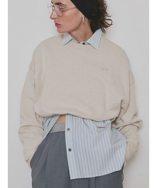 emmi（エミ）の「ラメ裏毛クロップドプルオーバー（Tシャツ/カットソー・レディース・グレー/ライトベージュ・F）」の2枚目の写真