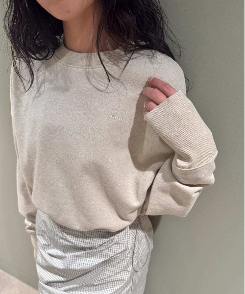 emmi（エミ）の「ラメ裏毛クロップドプルオーバー（Tシャツ/カットソー・レディース・グレー/ライトベージュ・F）」の9枚目の写真