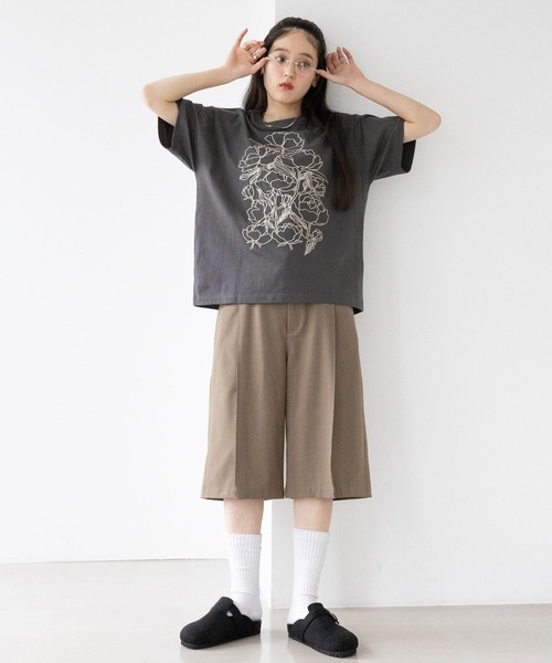 RAGEBLUE（レイジブルー）の「フラワー刺繍Tシャツ（Tシャツ/カットソー・レディース・グレー/ネイビー/ホワイト・FREE）」の11枚目の写真