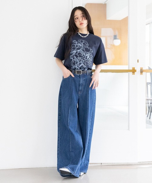 RAGEBLUE（レイジブルー）の「フラワー刺繍Tシャツ（Tシャツ/カットソー・レディース・グレー/ネイビー/ホワイト・FREE）」の15枚目の写真