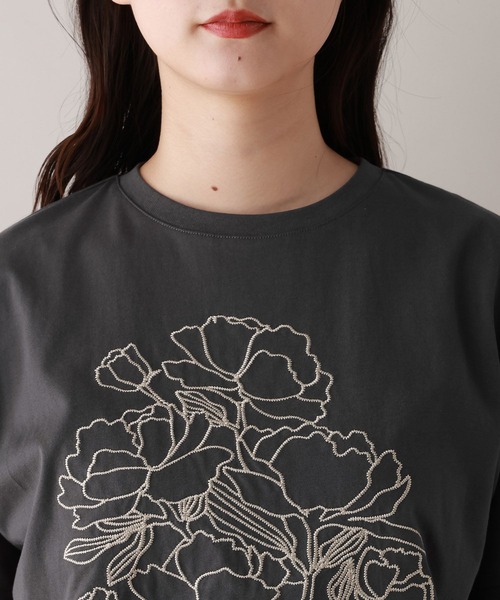 RAGEBLUE（レイジブルー）の「フラワー刺繍Tシャツ（Tシャツ/カットソー・レディース・グレー/ネイビー/ホワイト・FREE）」の21枚目の写真