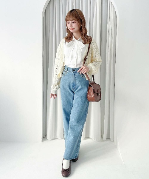 F i.n.t（フィント）の「フラワー釦透かし編みニットカーディガン（カーディガン/ボレロ・レディース・アイボリー/コーラルピンク/ブルー・FREE）」の17枚目の写真