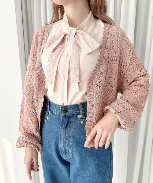 F i.n.t（フィント）の「フラワー釦透かし編みニットカーディガン（カーディガン/ボレロ・レディース・アイボリー/コーラルピンク/ブルー・FREE）」の19枚目の写真