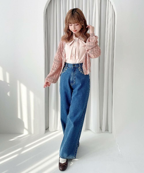 F i.n.t（フィント）の「フラワー釦透かし編みニットカーディガン（カーディガン/ボレロ・レディース・アイボリー/コーラルピンク/ブルー・FREE）」の20枚目の写真