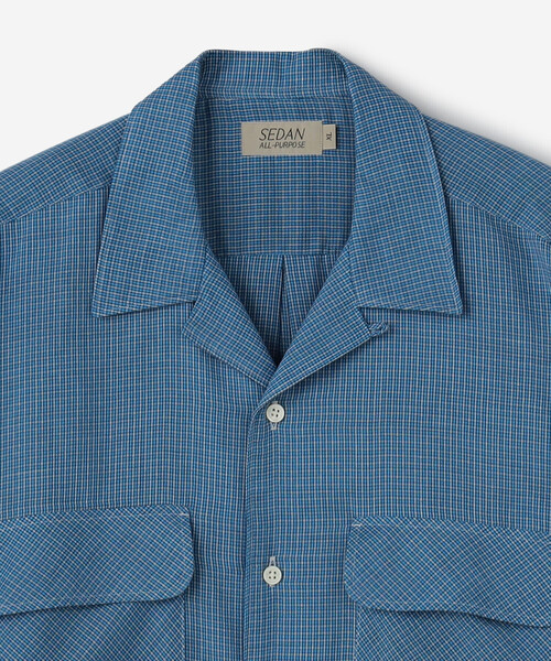 SEDAN ALL-PURPOSE（セダンオールパーパス）の「SEDAN ALL-PURPOSE |  チェック オープンカラーシャツ MEN（シャツ/ブラウス・メンズ・カーキ系1/ブルー系その他・L/XL/M）」の5枚目の写真